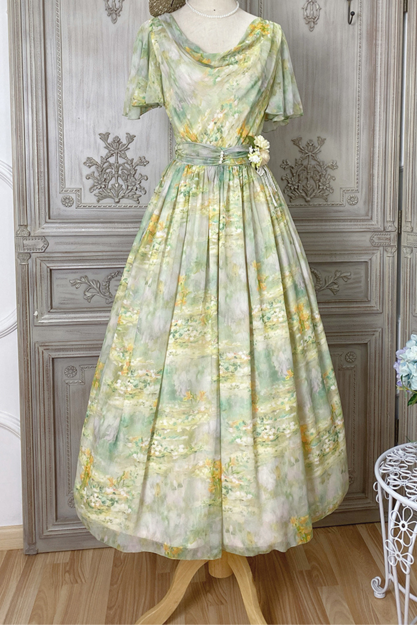 Marble Resort Chiffon Print Dress