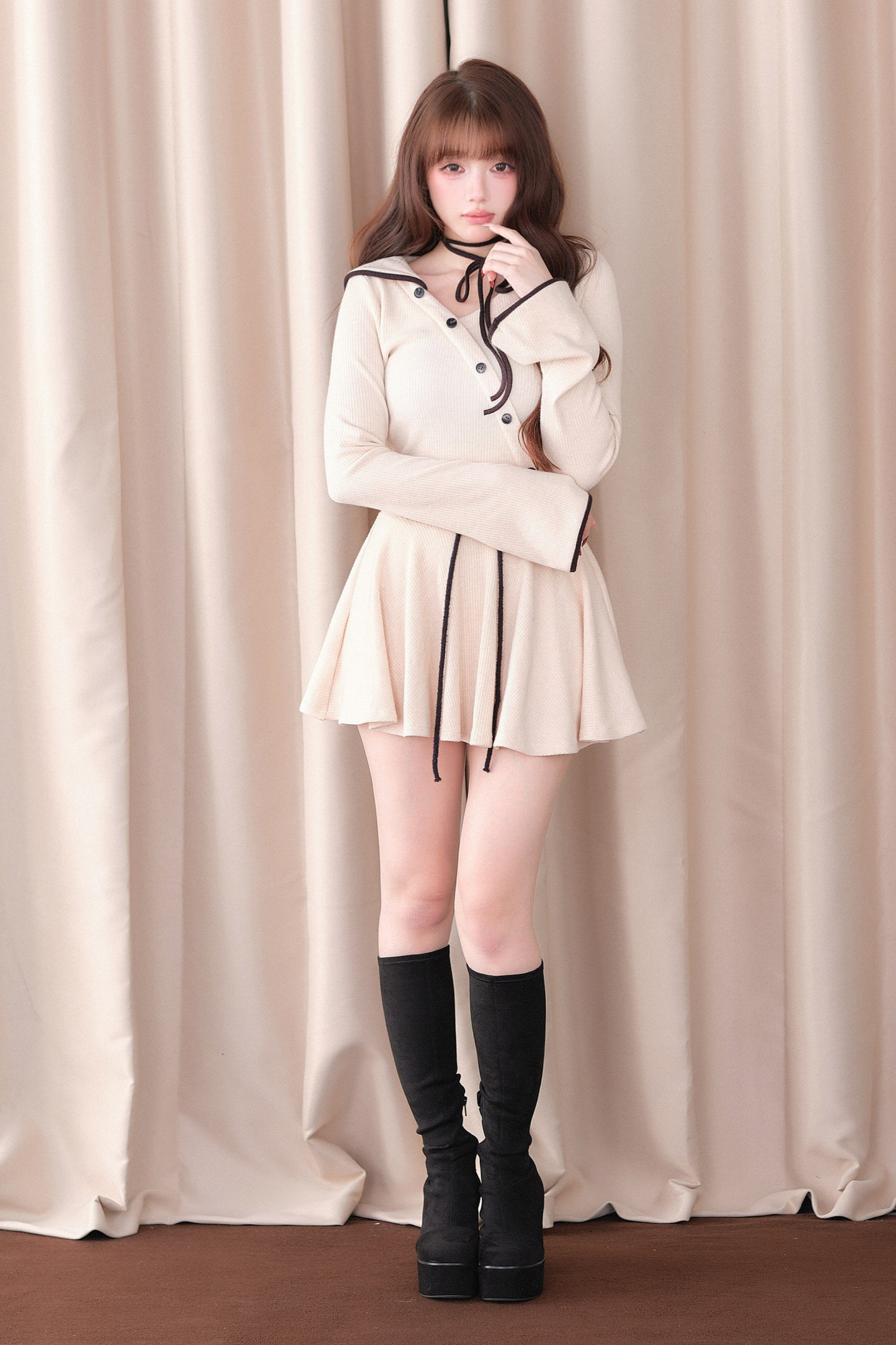 Sailor Collar Top + Flare Skirt