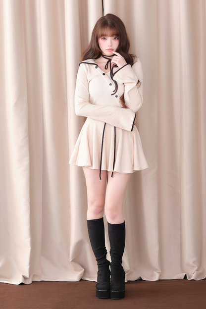 Sailor Collar Top + Flare Skirt