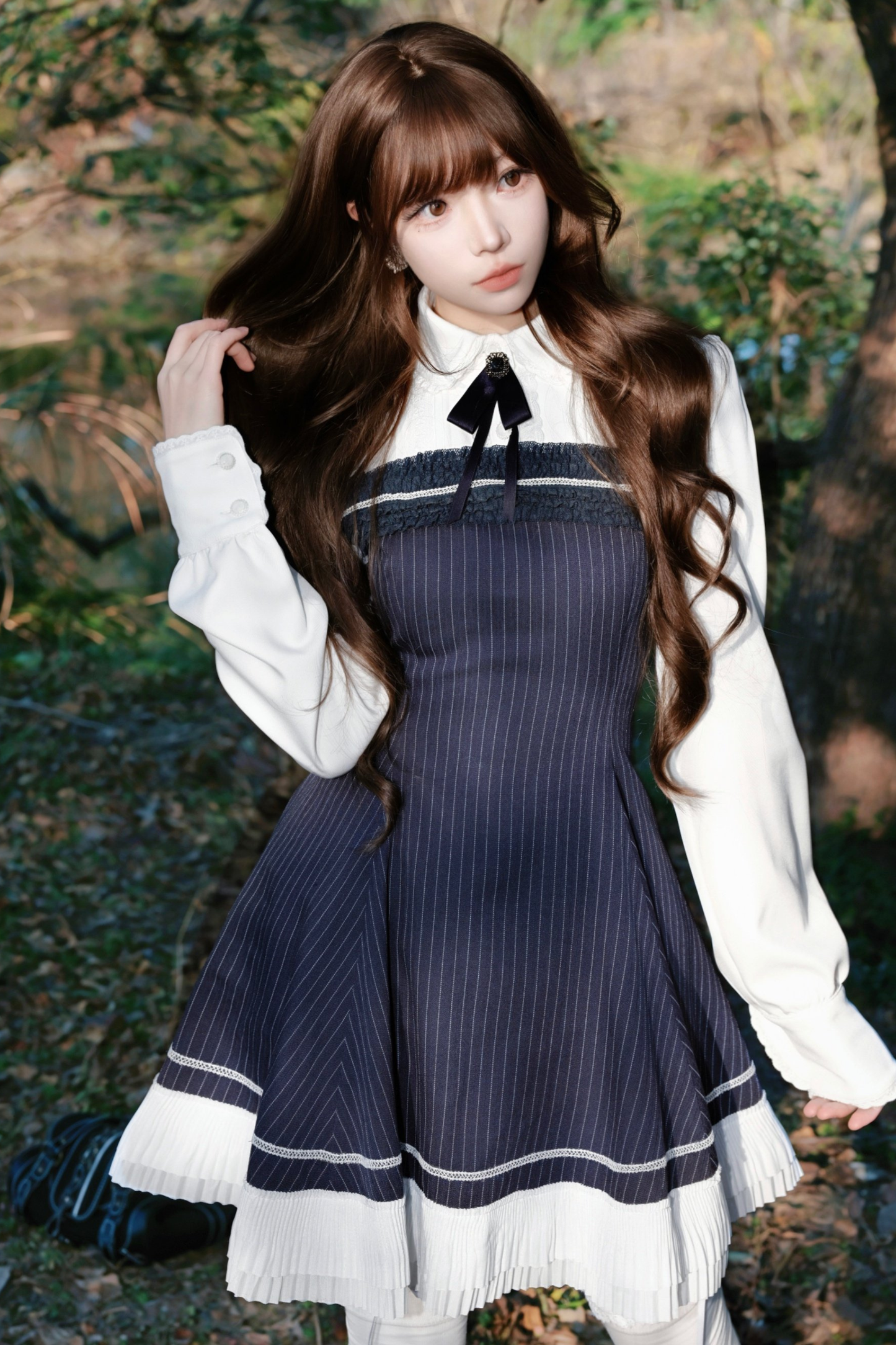 Retro Girly Striped a Line Dress