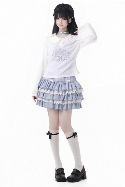 Smock Suspender + Doll Collar Top + Tiered Skirt