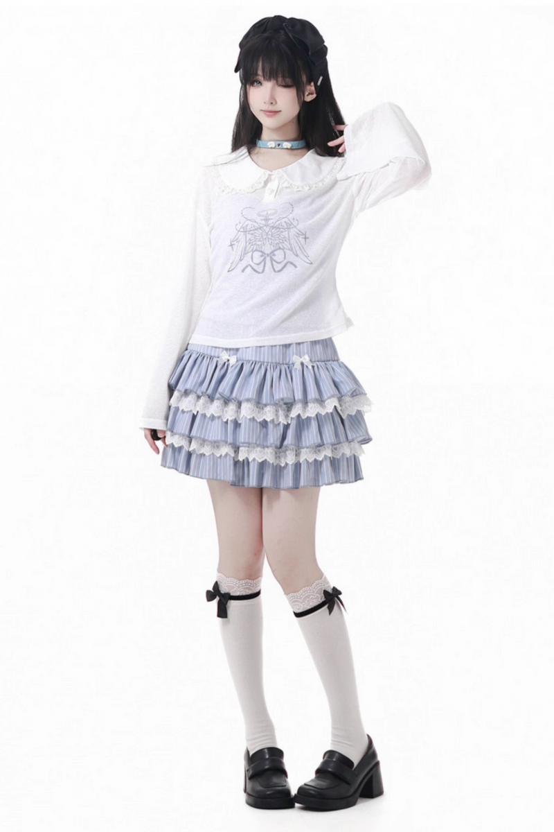 Smock Suspender + Doll Collar Top + Tiered Skirt