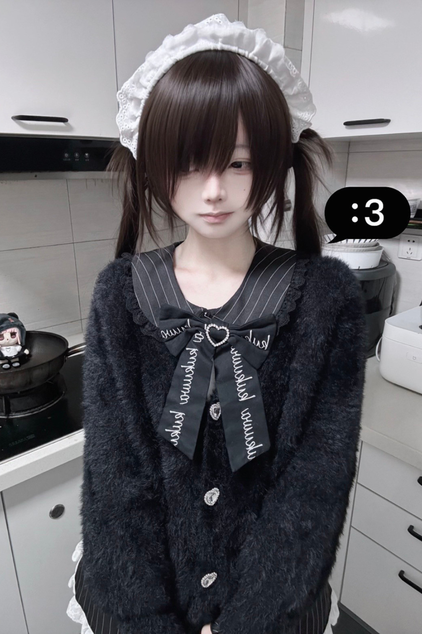 Dark Angel Lace Up Dress + Apron + Sweater