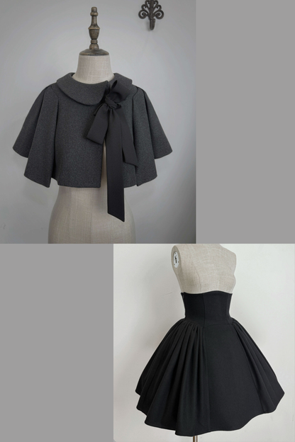 British Detective Lolita Coat + Cape + Skirt + Shirt + Bag + Brooch + Hat + Beret + Necklace