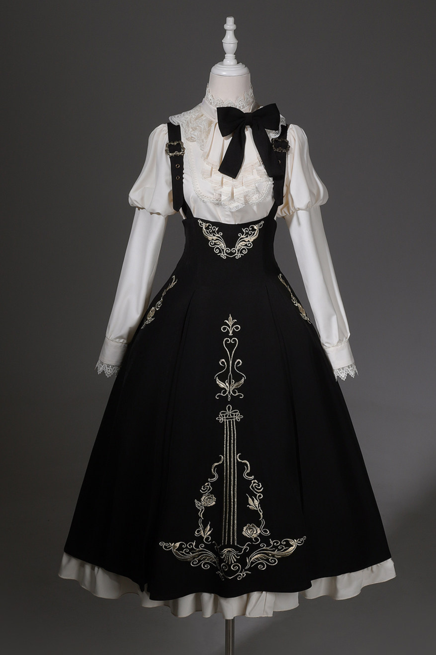 [pre-order] Gothic Dark Suspender Long Dress + Shirt + Jacket