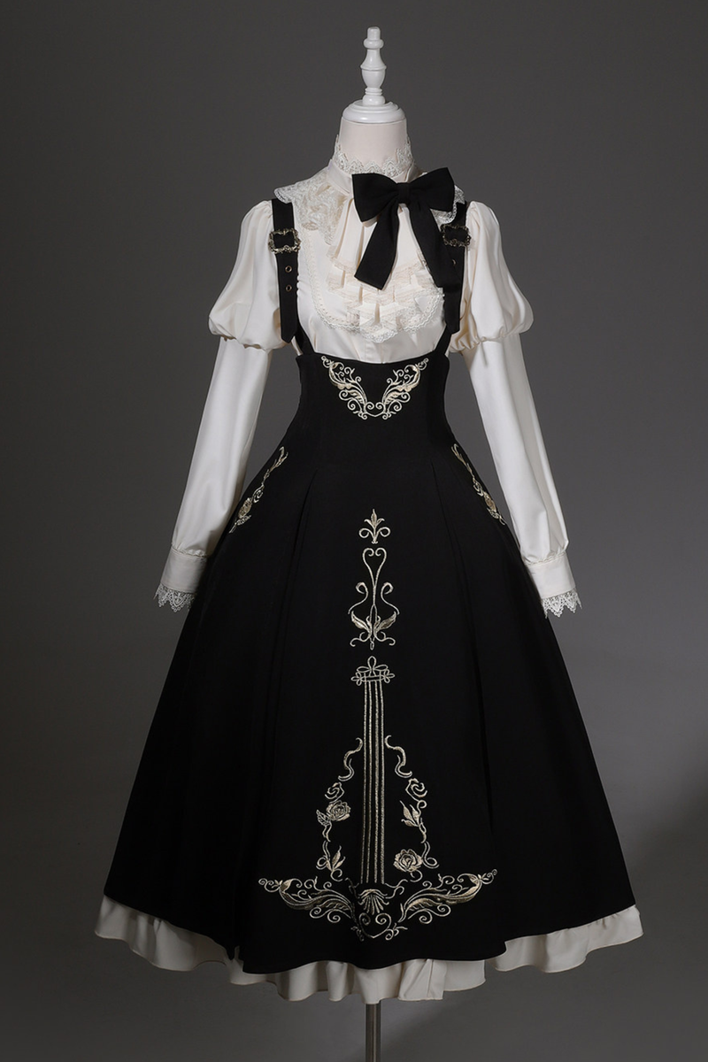 [pre-order] Gothic Dark Suspender Long Dress + Shirt + Jacket
