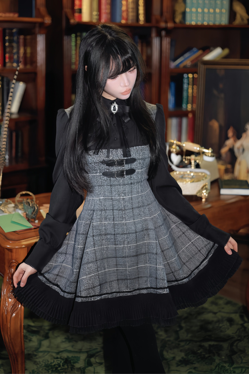 Plaid Belt Flare Dress