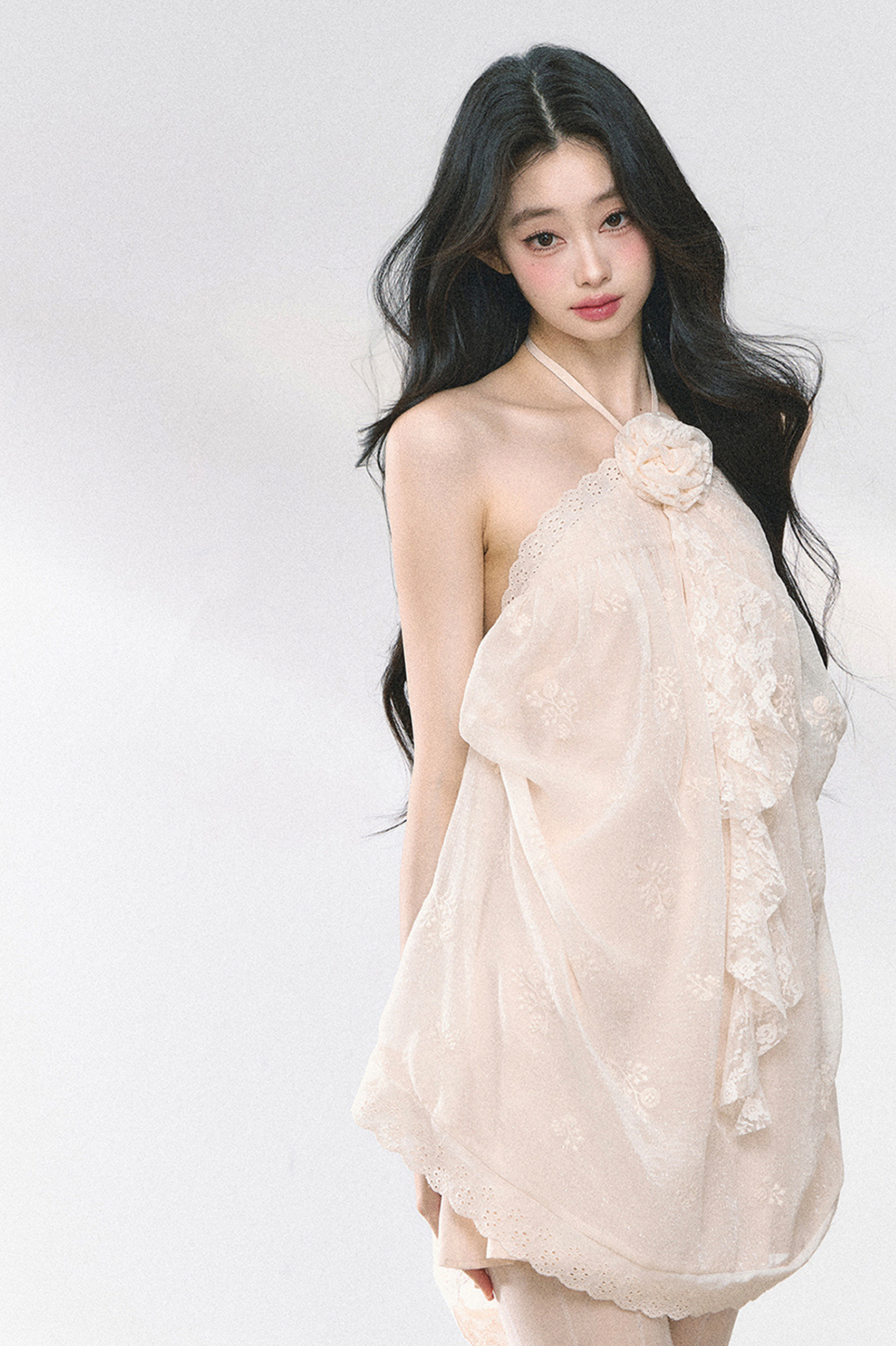 Wendy Lace Flower Halter Neck Dress