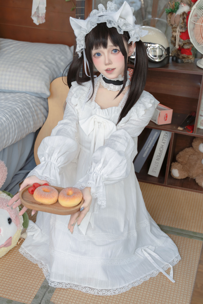 White Lace Princess Dress + Hairband