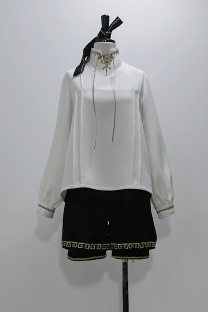 Retro Stand Collar Shirt + Shorts + Jacket