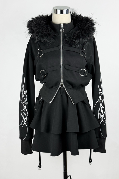 Gothic Print Jacket + Skirt