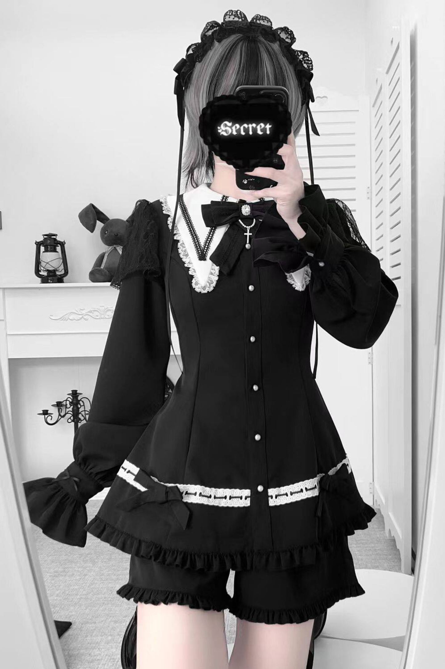 Gothic Ruffled Dark Top + Shorts
