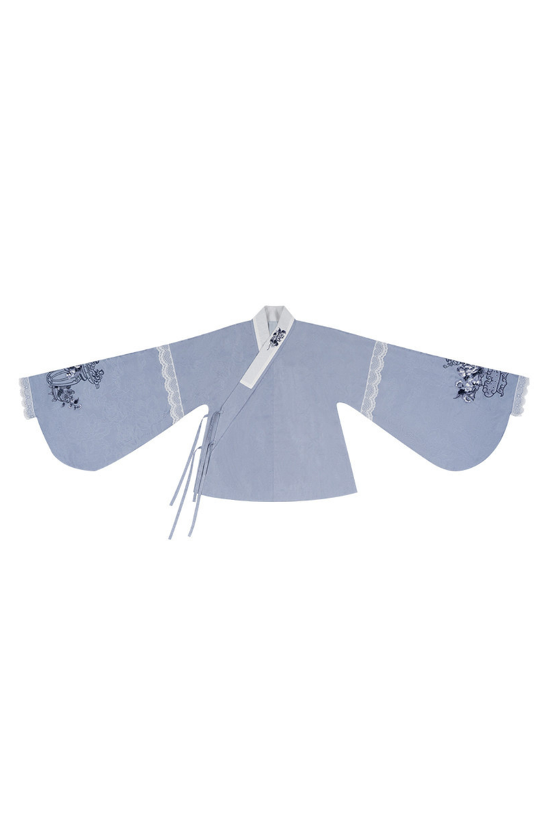 Chinese-style Jacket + Skirt + Overskirt + Ribbon + Brooch + Headband