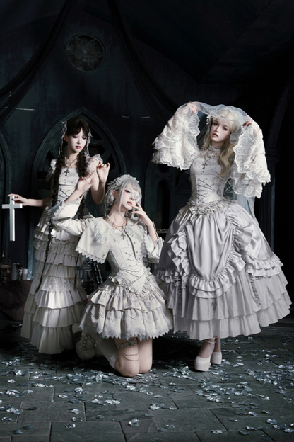 Gothic Lolita Skirt + Corset + Veil + Necklace + Waist Chain