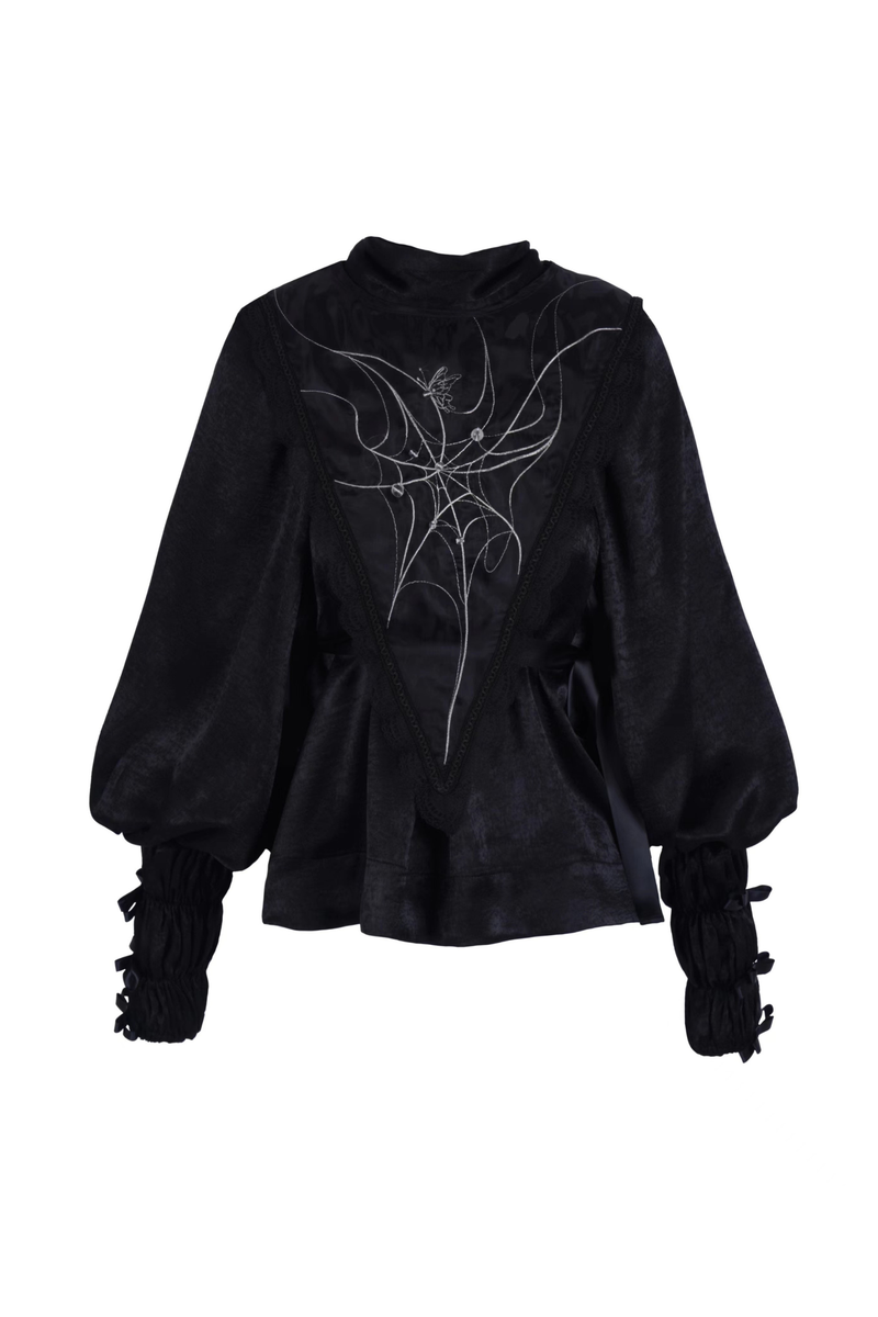 Spider Web French Blouse + Long Skirt