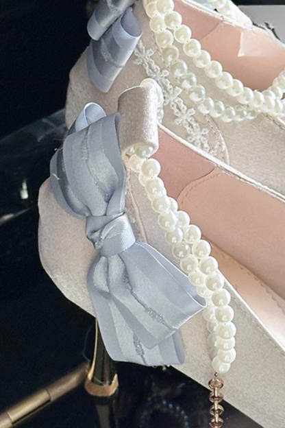 Princess Ribbon Pearl High Heel
