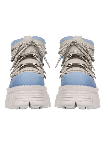 Punk Rock Retro Leather Metal Power Sole Aqua Sneaker