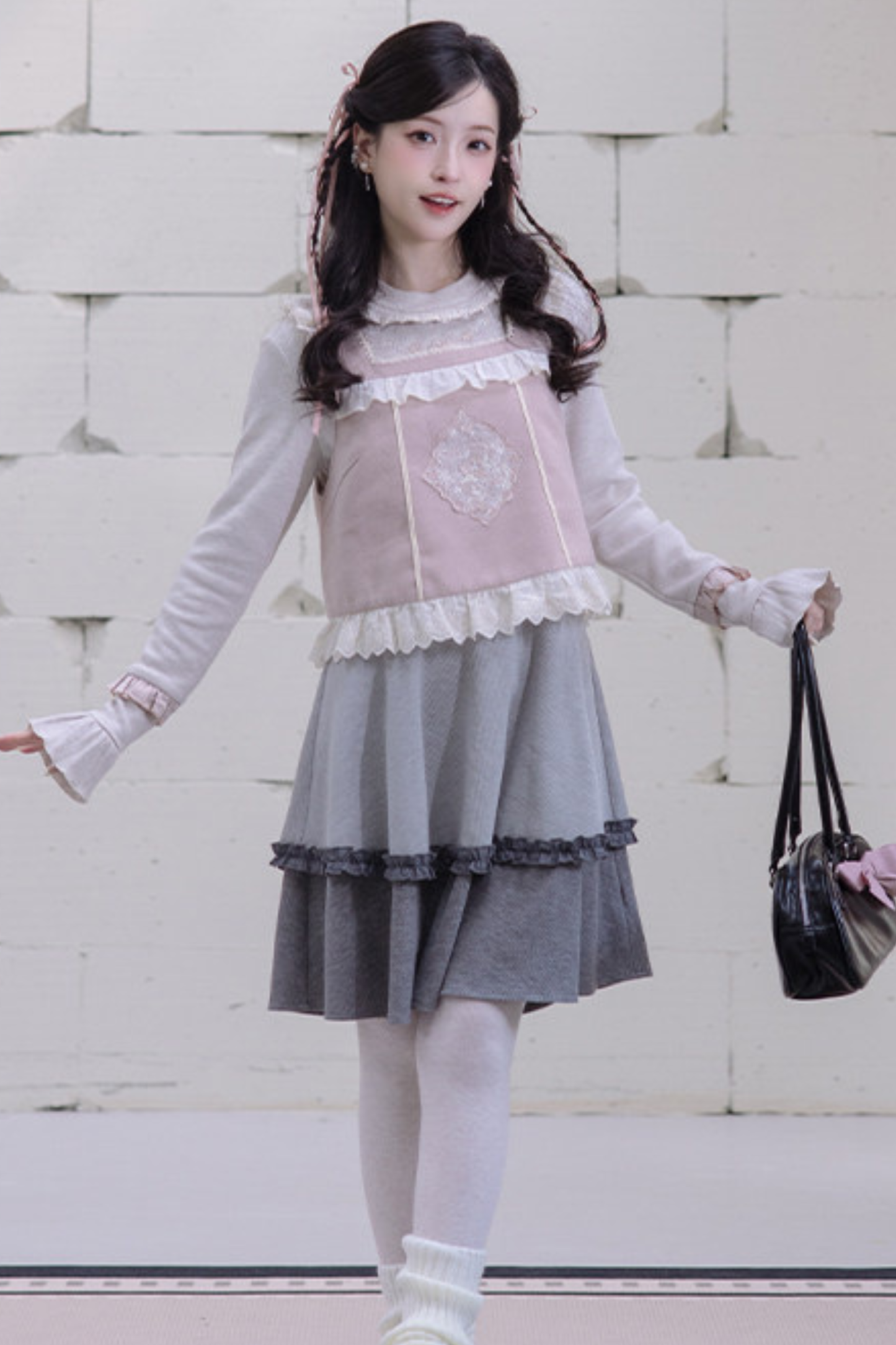 Ballet Tiered Knit Dress + Vest