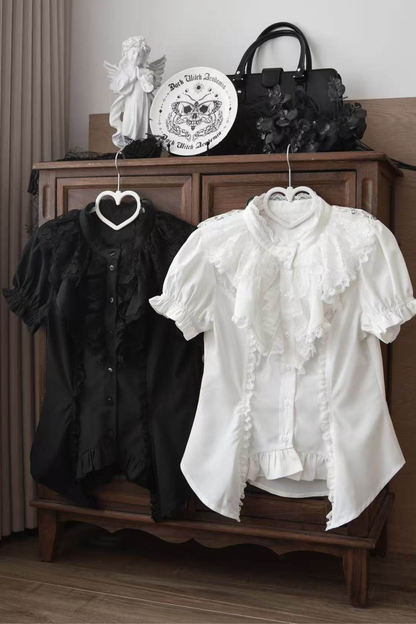 Frilled Gothic Lolita Blouse + Flower Collar