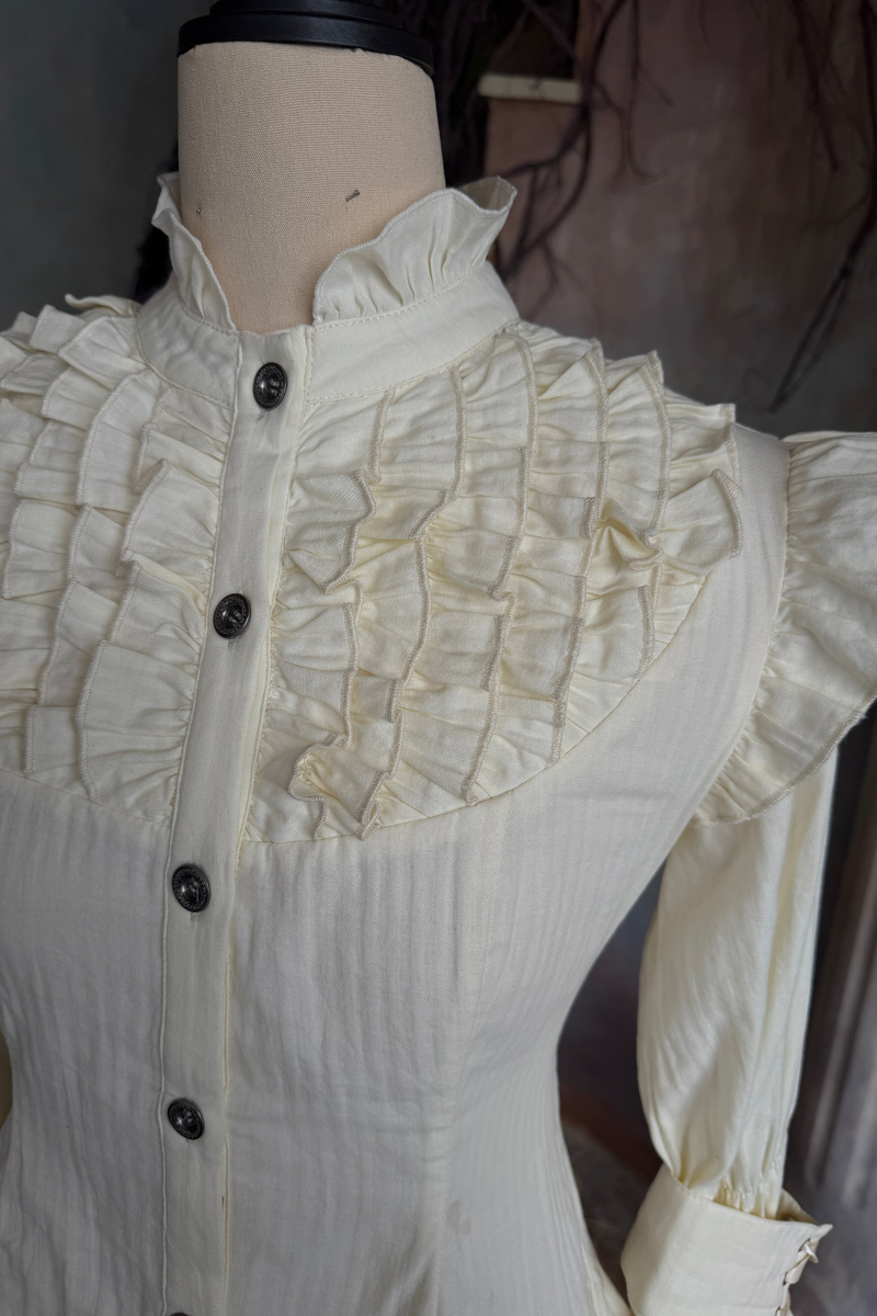 Lace Ruffle Puff Sleeve Blouse