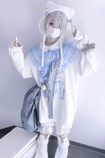 [angel Neighborhood] White Bird Aqua Loose Sweatshirt Dress