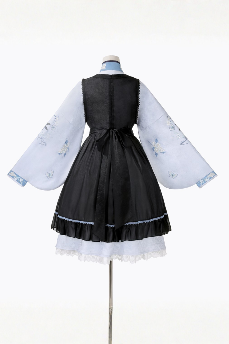 Chinese-style Plum Blossom Dress + Apron Skirt