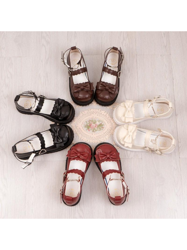 Lolita Low-heel Love Bear Claw Retro Shoes