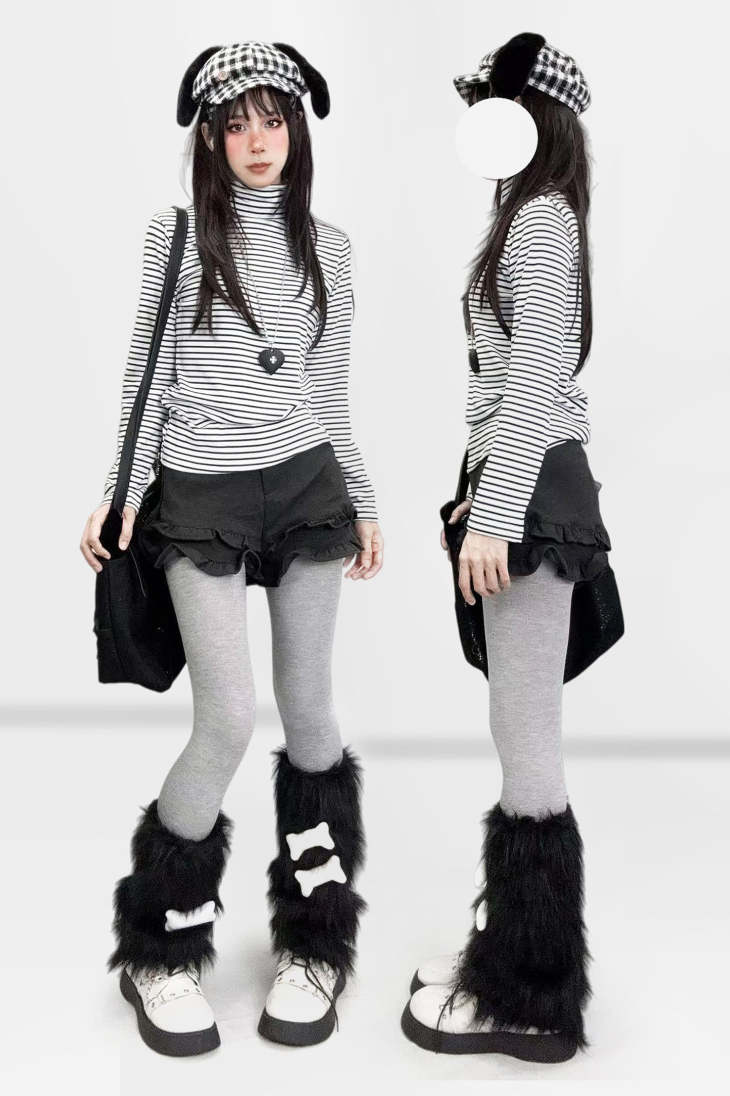 Striped High Neck Slim Top