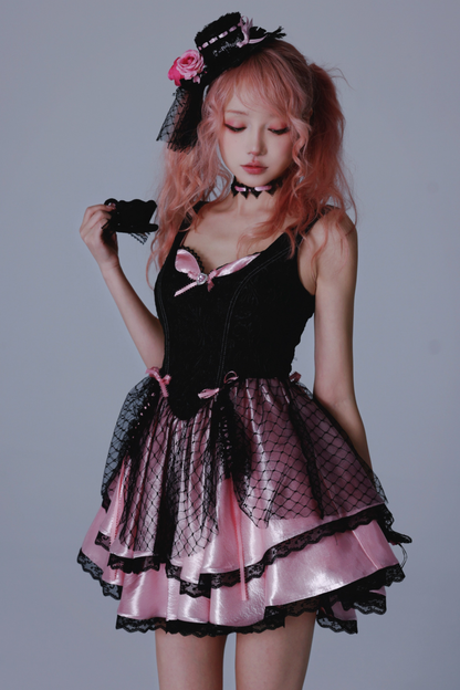 Crimson Baroque Puffy Sleeveless Dress