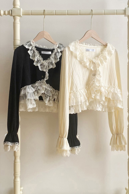 Lace Trim Knit Cardigan