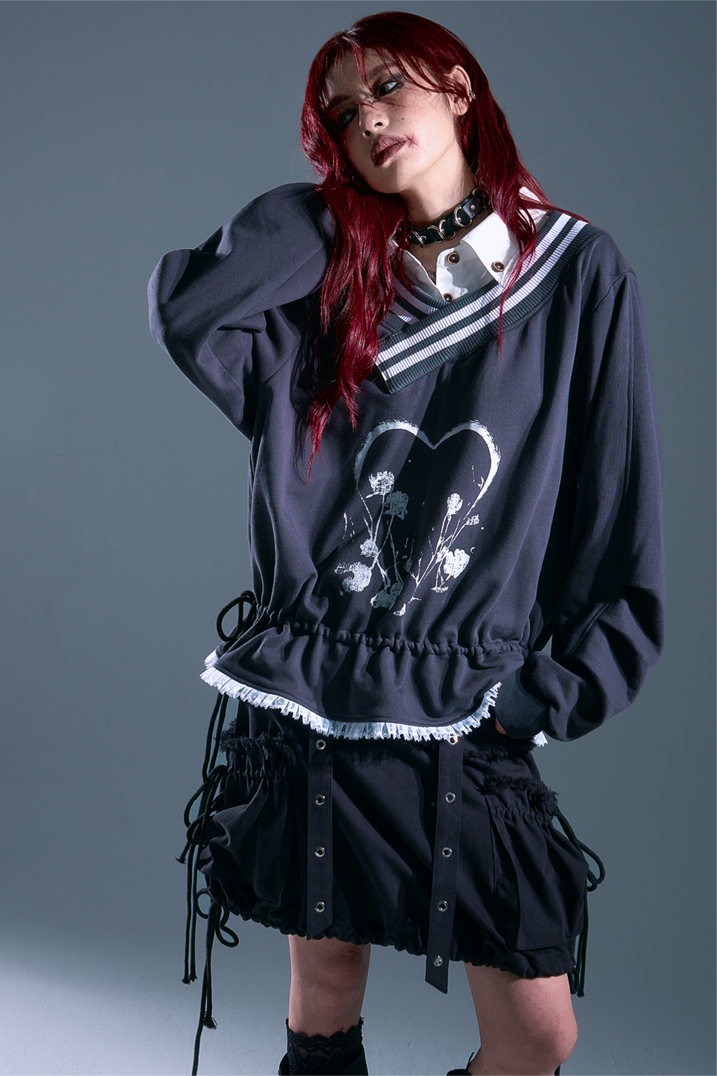 Drawstring Loose Sweatshirt