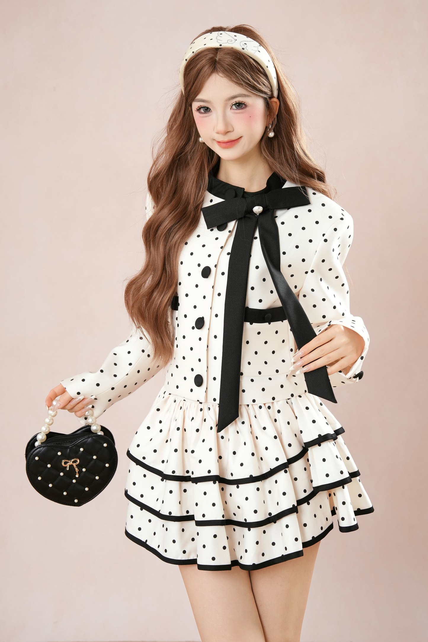 French Dot Jacket + Tiered Skirt