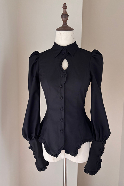 Gothic Puff Shoulder Blouse + Skirt