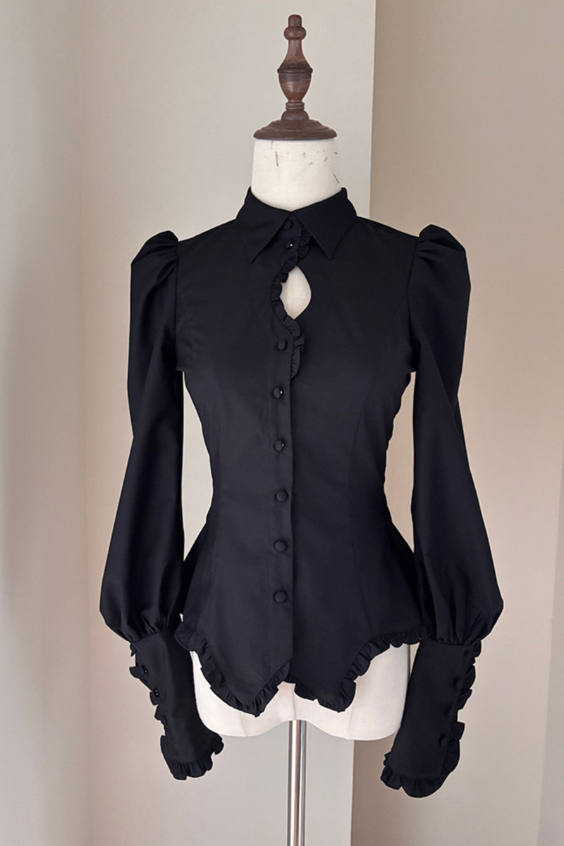 Gothic Puff Shoulder Blouse + Skirt
