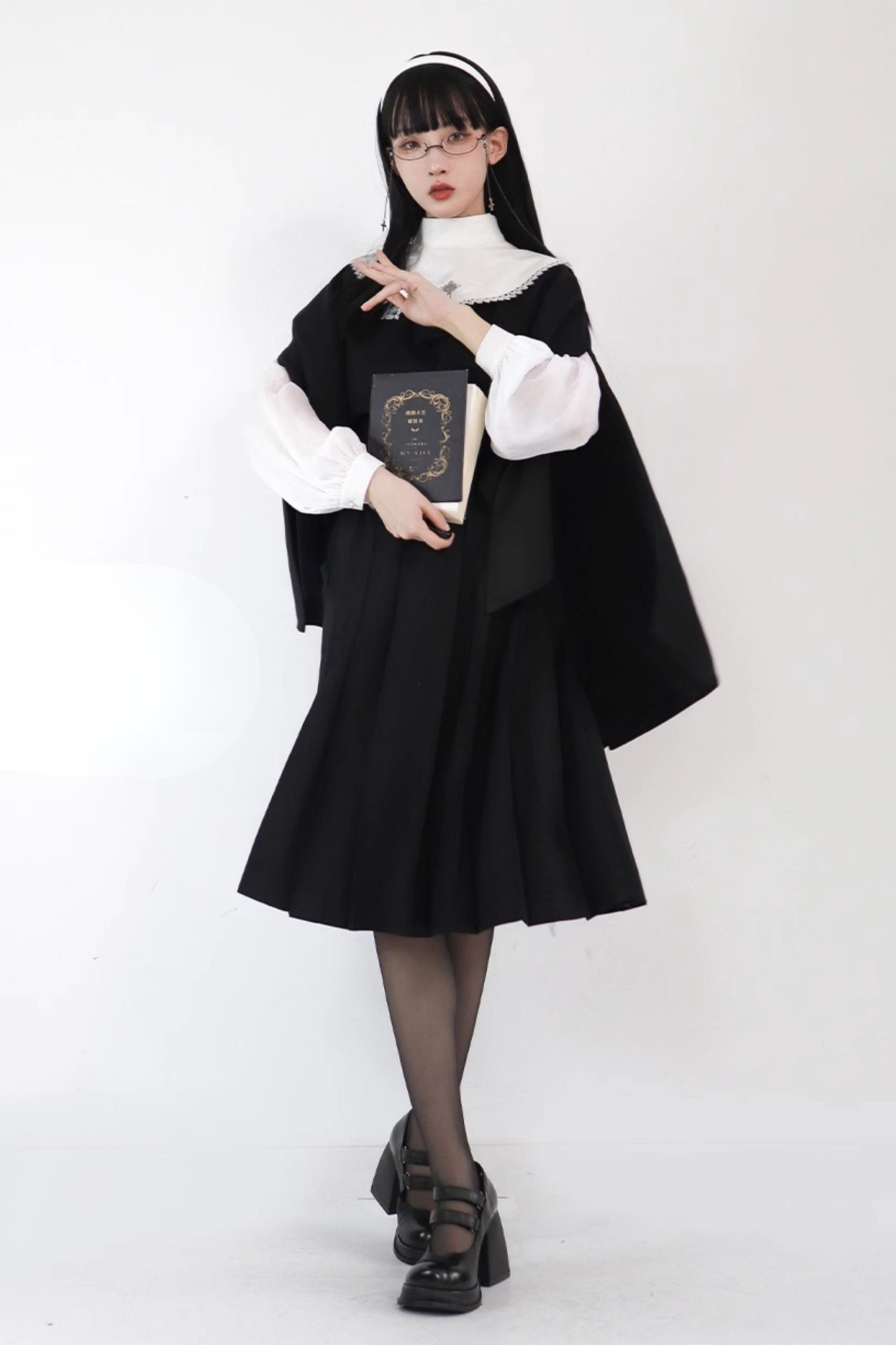 Gothic School Mantle + Top + Vest Dress