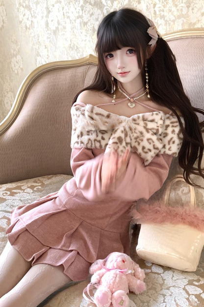 Leopard Sweet Off-shoulder Dress