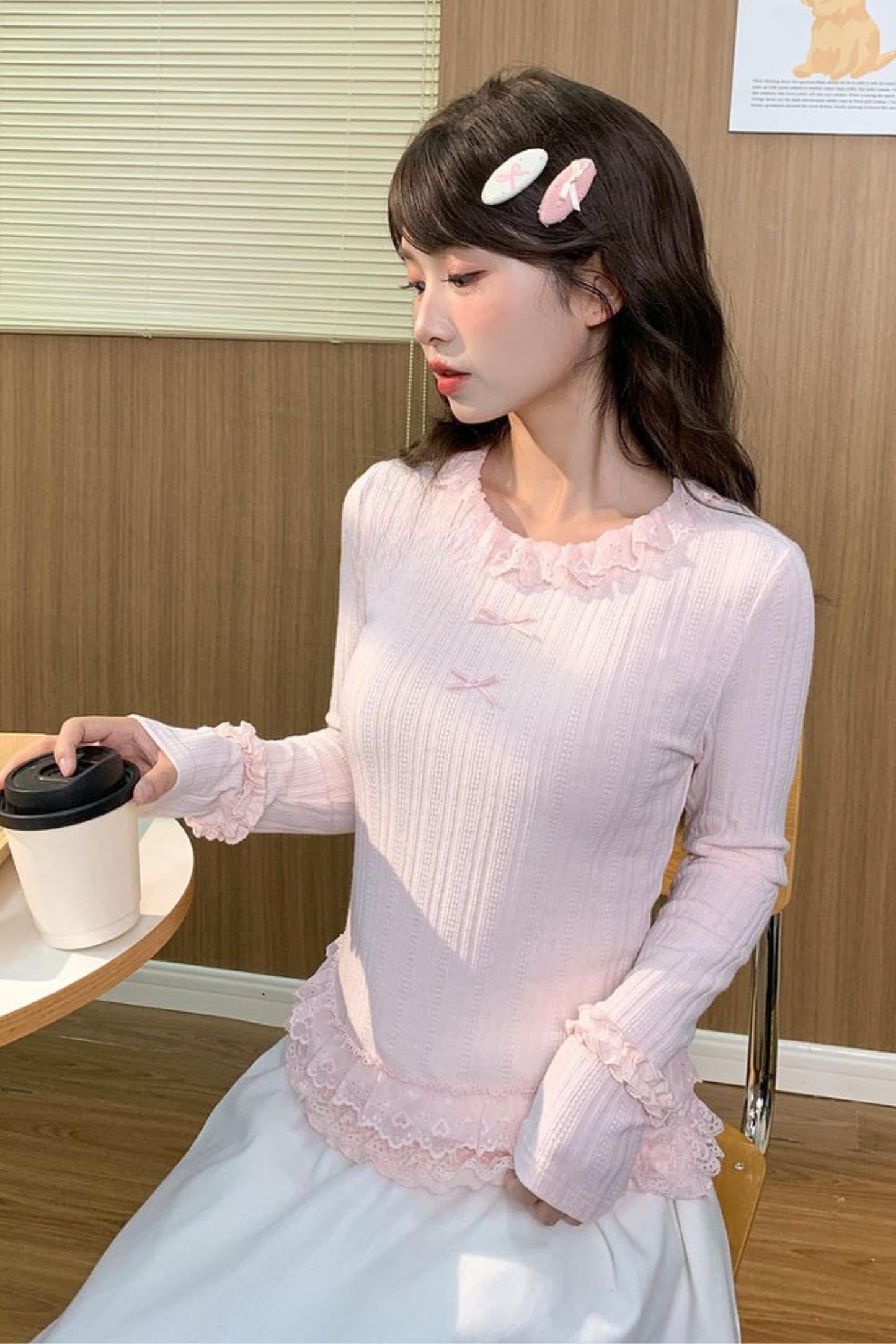 Ribbon Ruffle Slim Top