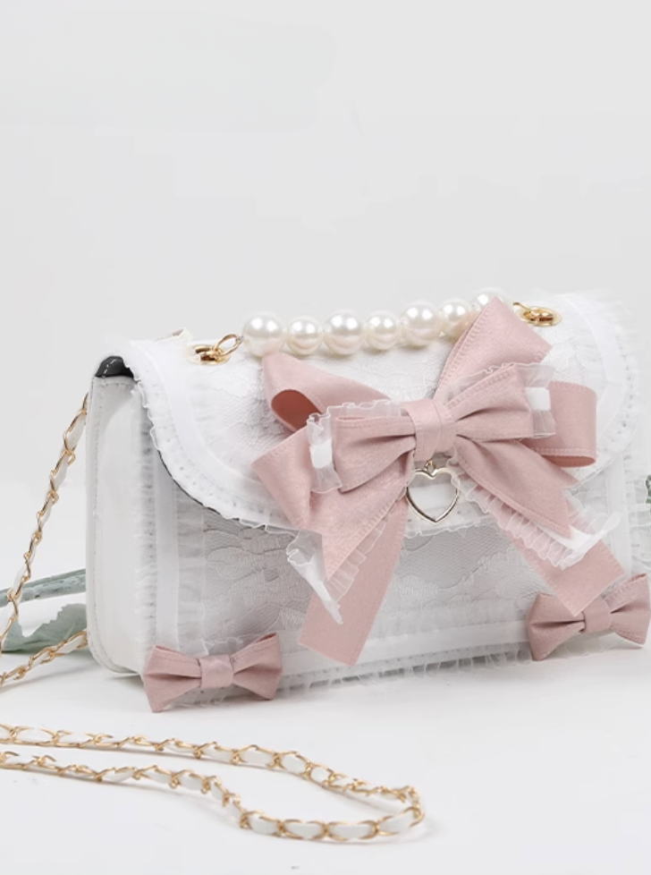 White Pearl Girly Lace Design Bag