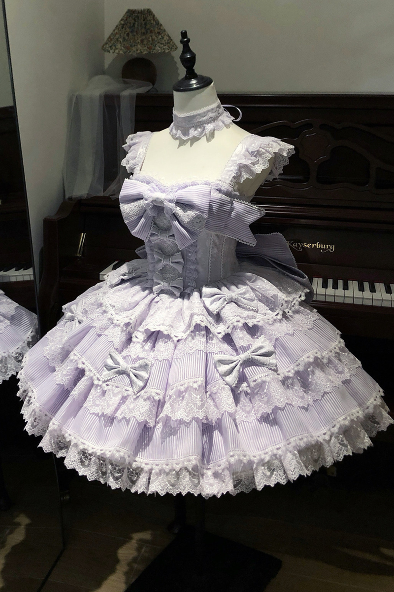 [pre-order] Princess Ballet Tiered Lolita Dress + Headband + Necklace + Sleeves + Tail