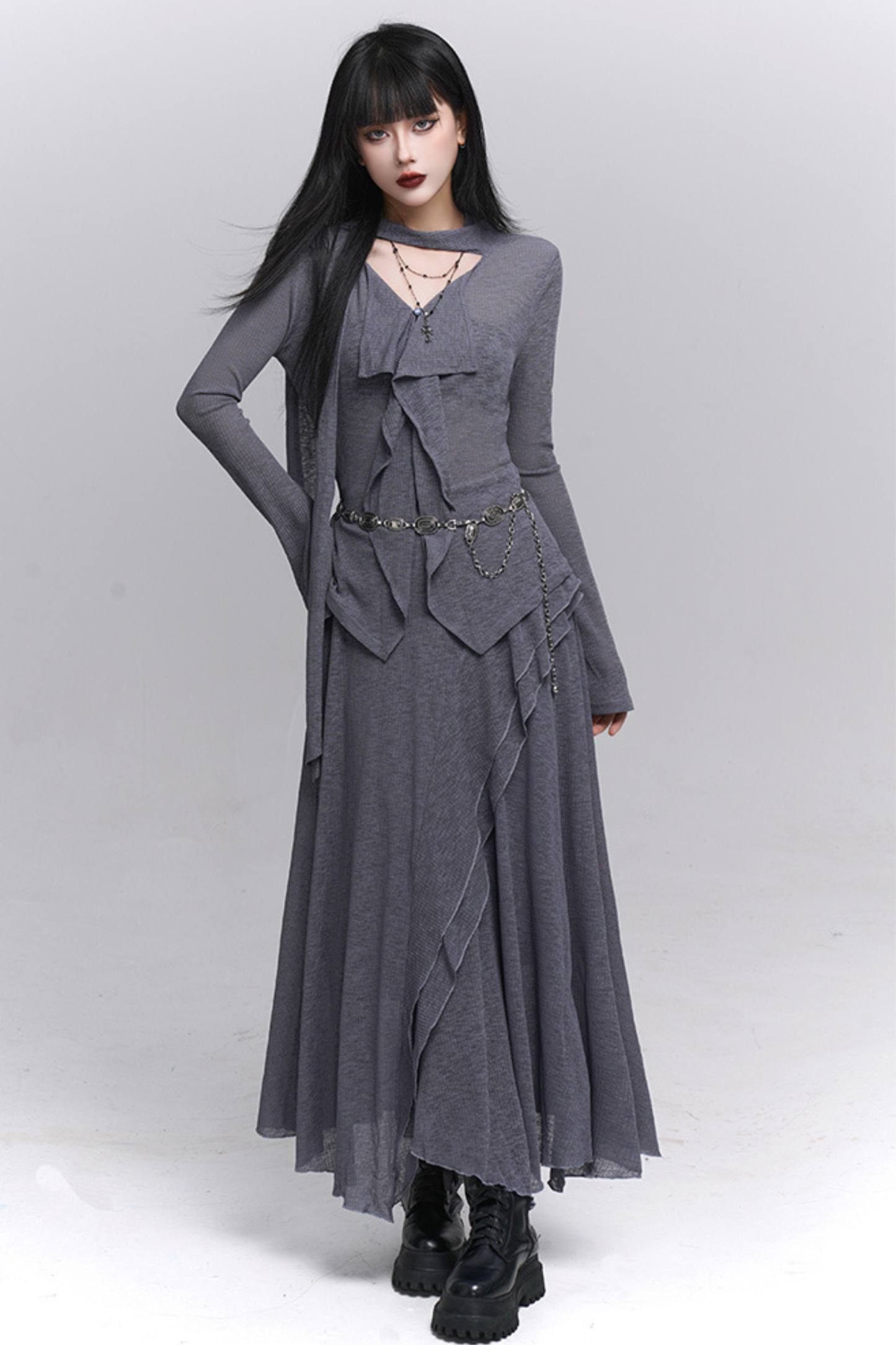 Dark Top + Long Skirt