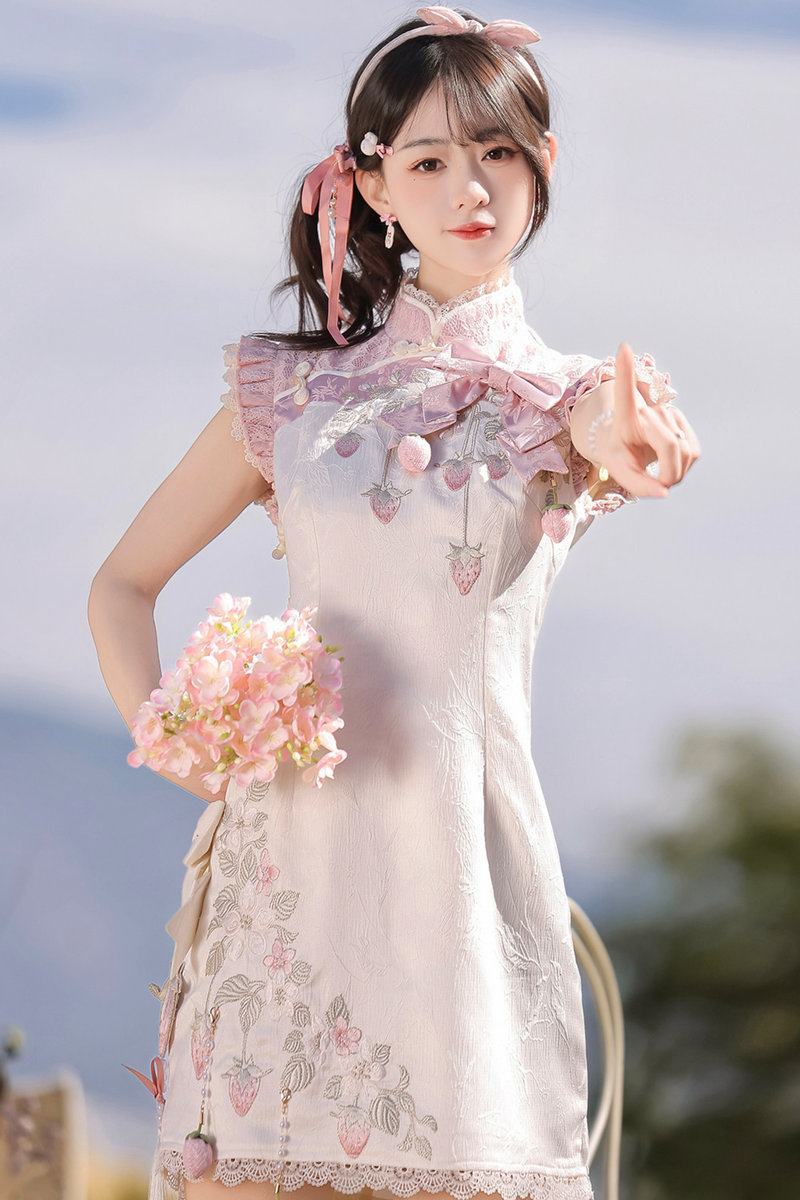 Strawberry Sweet Chinese-style Sleeveless Dress