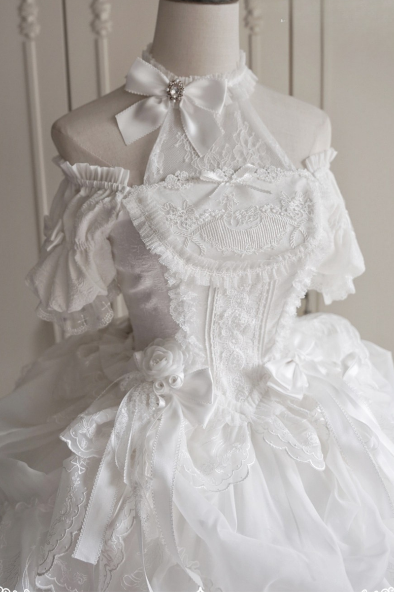 Moon River Lolita Puff Sleeve Top + Vest + Skirt