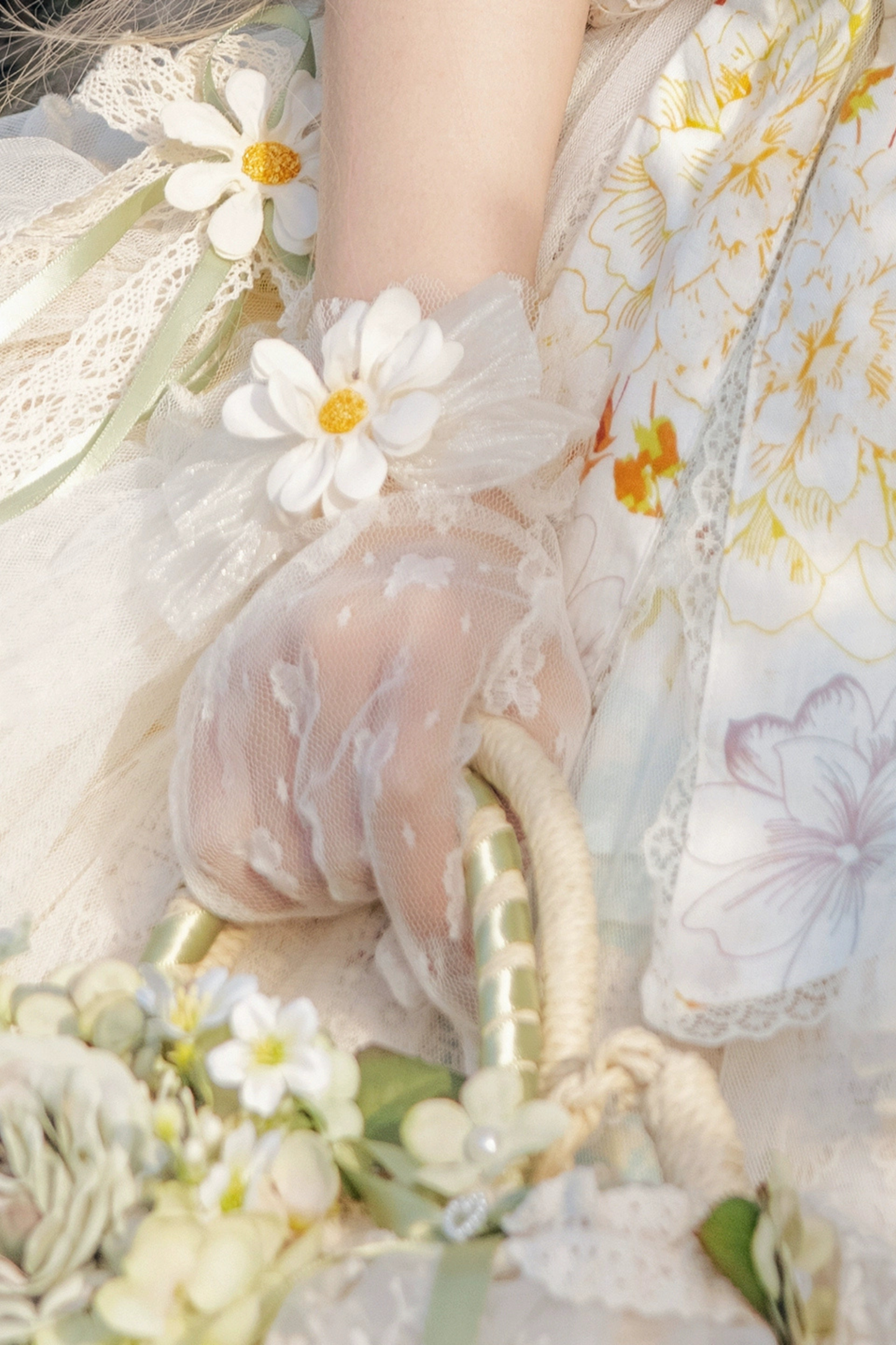 Daisy Wedding Lolita Hat + Gloves + Bag + Necklace