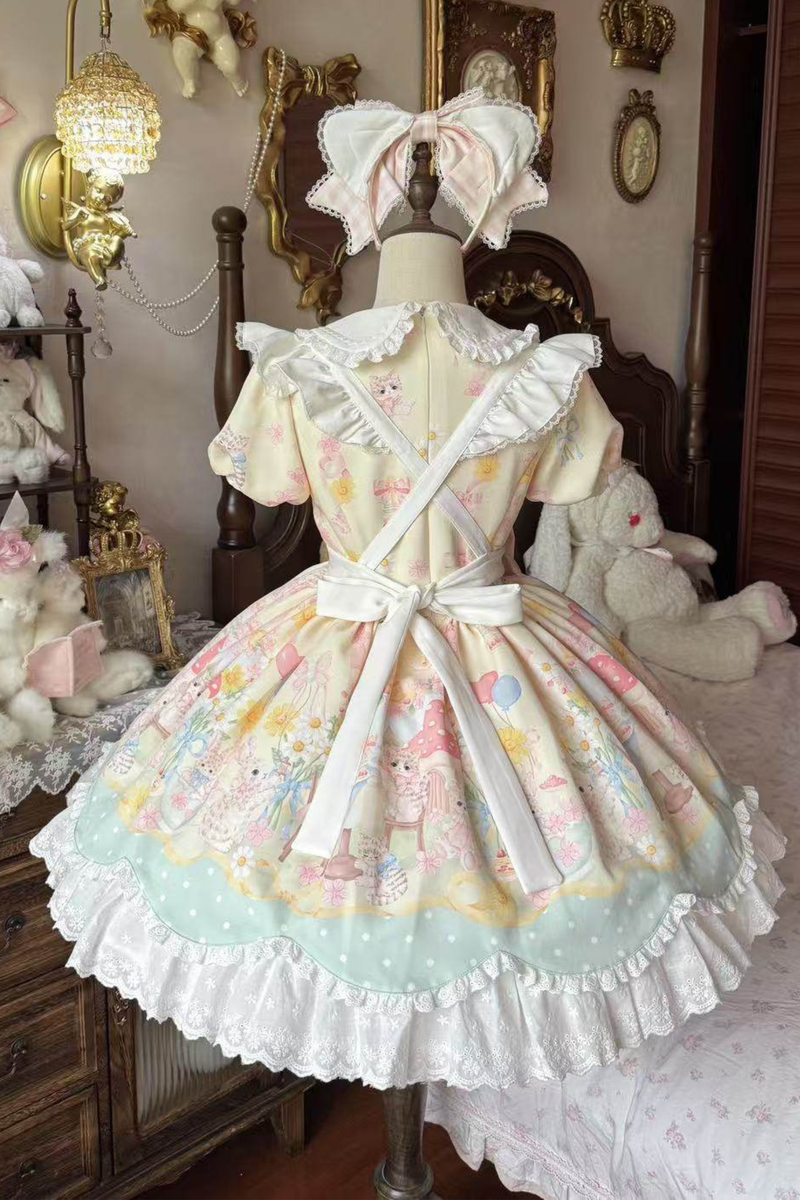 Pastel Angel Doll Lolita Dress + Headband + Ribbon