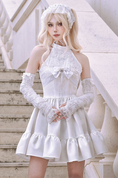 [pre-order] Fairy Pure White Neck Dress