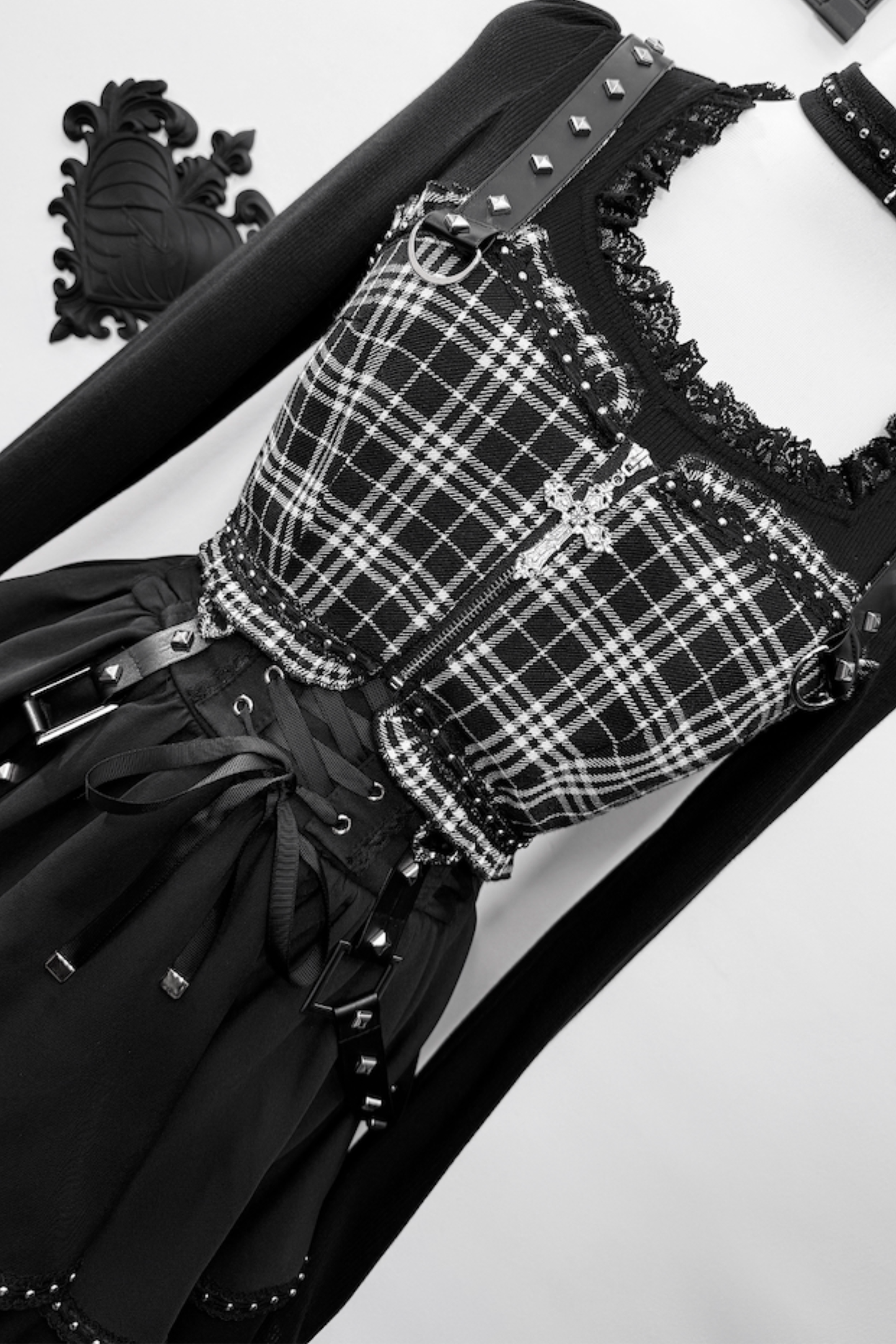 Dark Galaxy Lace Gothic Top + Skirt