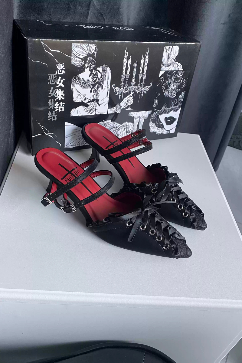 Gothic Lace-up Heeled Shoes