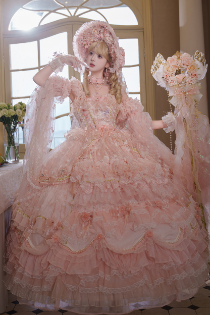 Sweet Flower Tea Party Lolita Accessory Hat + Veil + Necklace + Gloves + Scepter