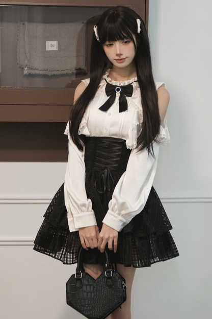 Lace Trim Shirt + Skirt
