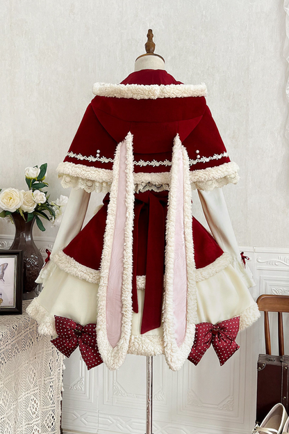 [pre-order] Rabbit Lolita Cape + Suspenders + Bear Design Skirt + Turtleneck